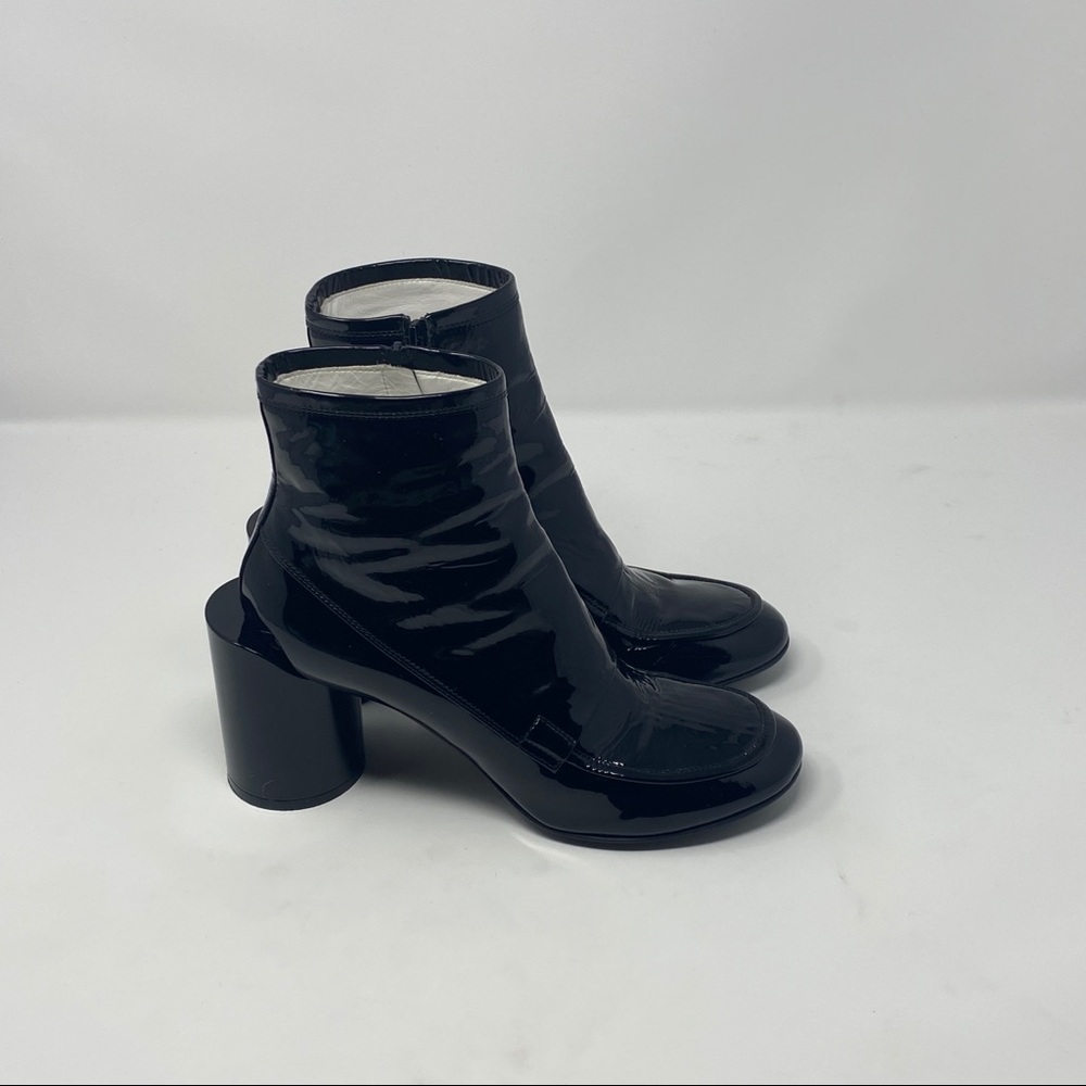 Maison Margiela Womens Patent Leather Black Ankle Boots